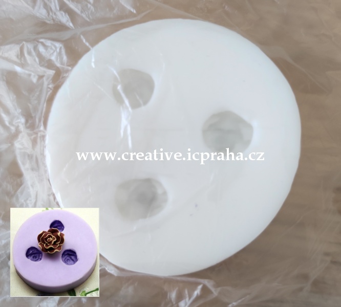 forma silikonová - ozdoba 3D květ 3ks prům.16mm